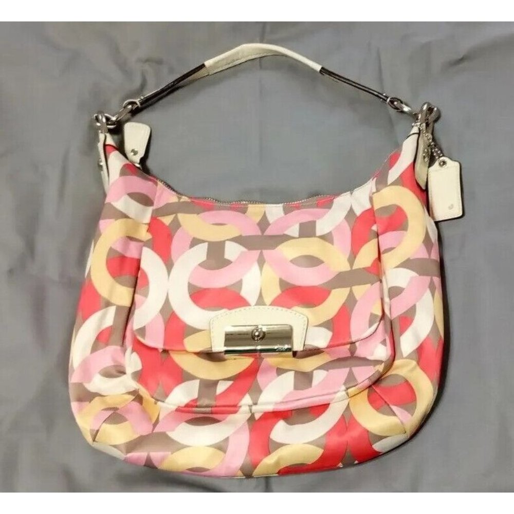 Authentic Coach Kristin Chain Link Print Double Zip Purse
